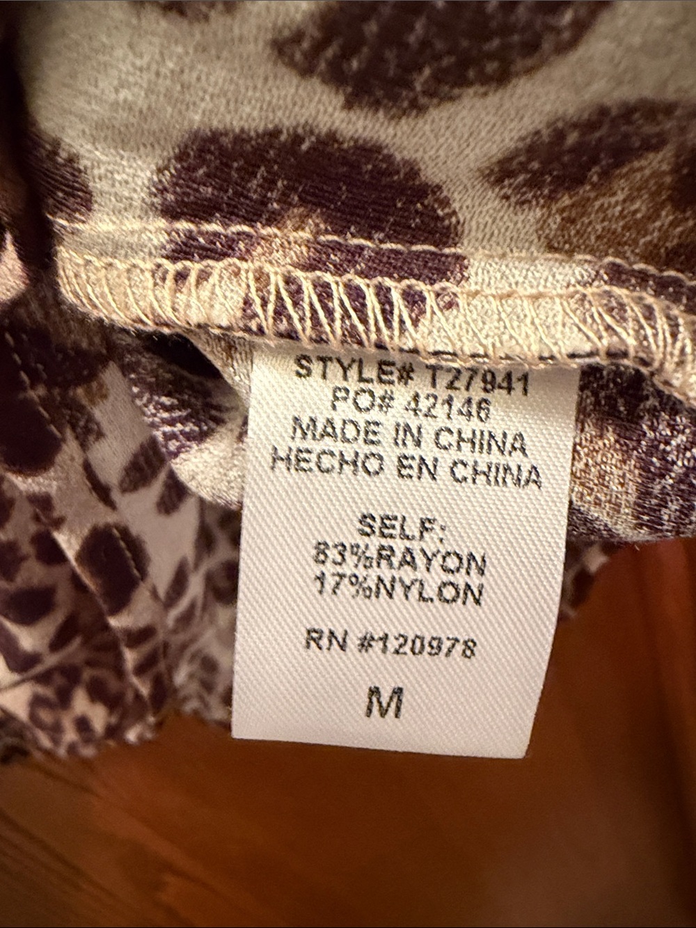 Entro Leopard Print V-Neck Women's Top with Stripe Trim - Picture 5 of 5